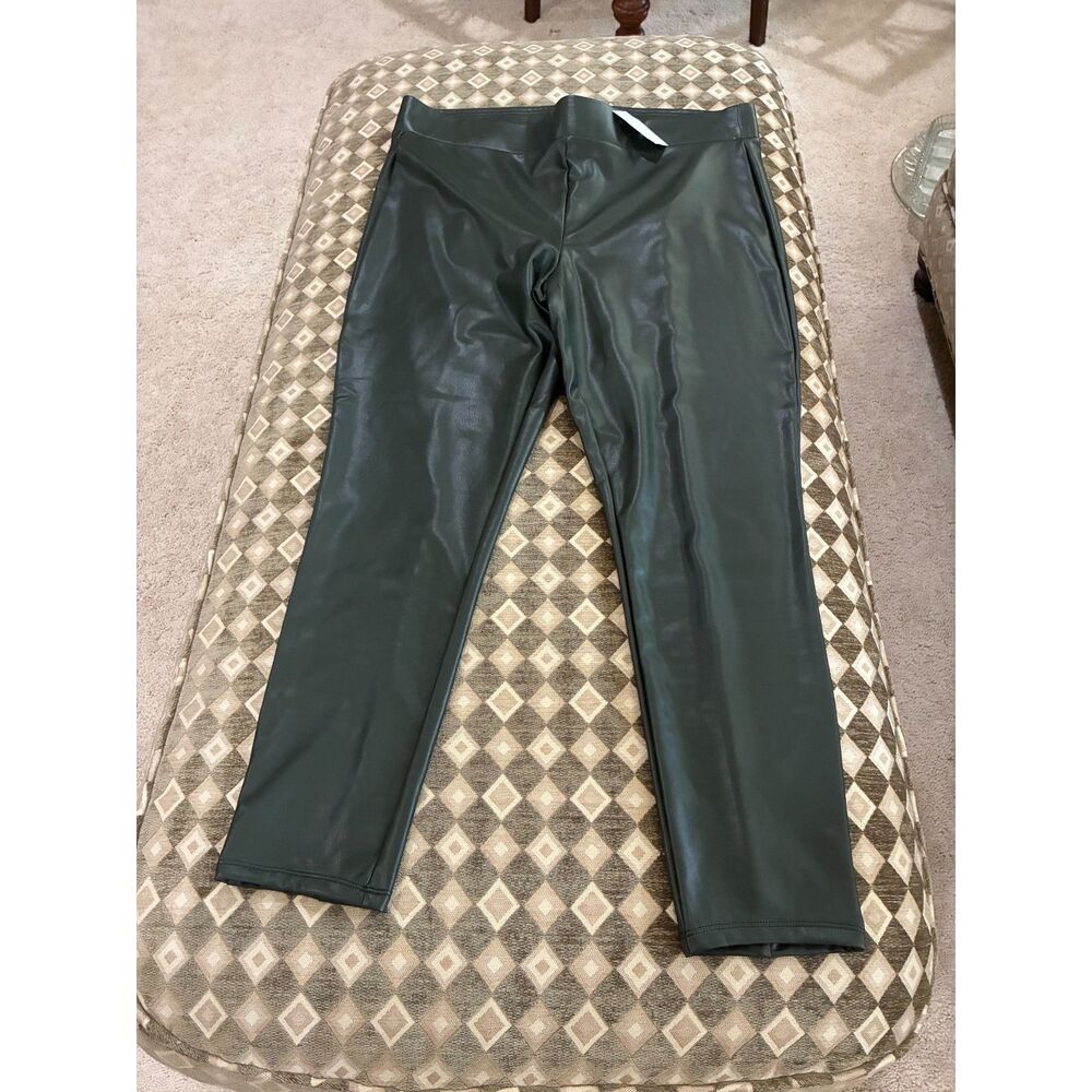 LOFT WOMENS FAUX LEATHER LEGGINGS  FOREST GREEN NWT SIZE XL